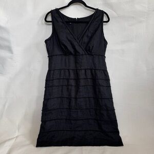Talbots Black Linen Woven Elegant Black Sleeveless Dress